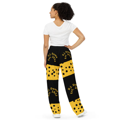 D.J. Domo "Bee Dots" Unisex Wide-Leg Pants Black/Gold