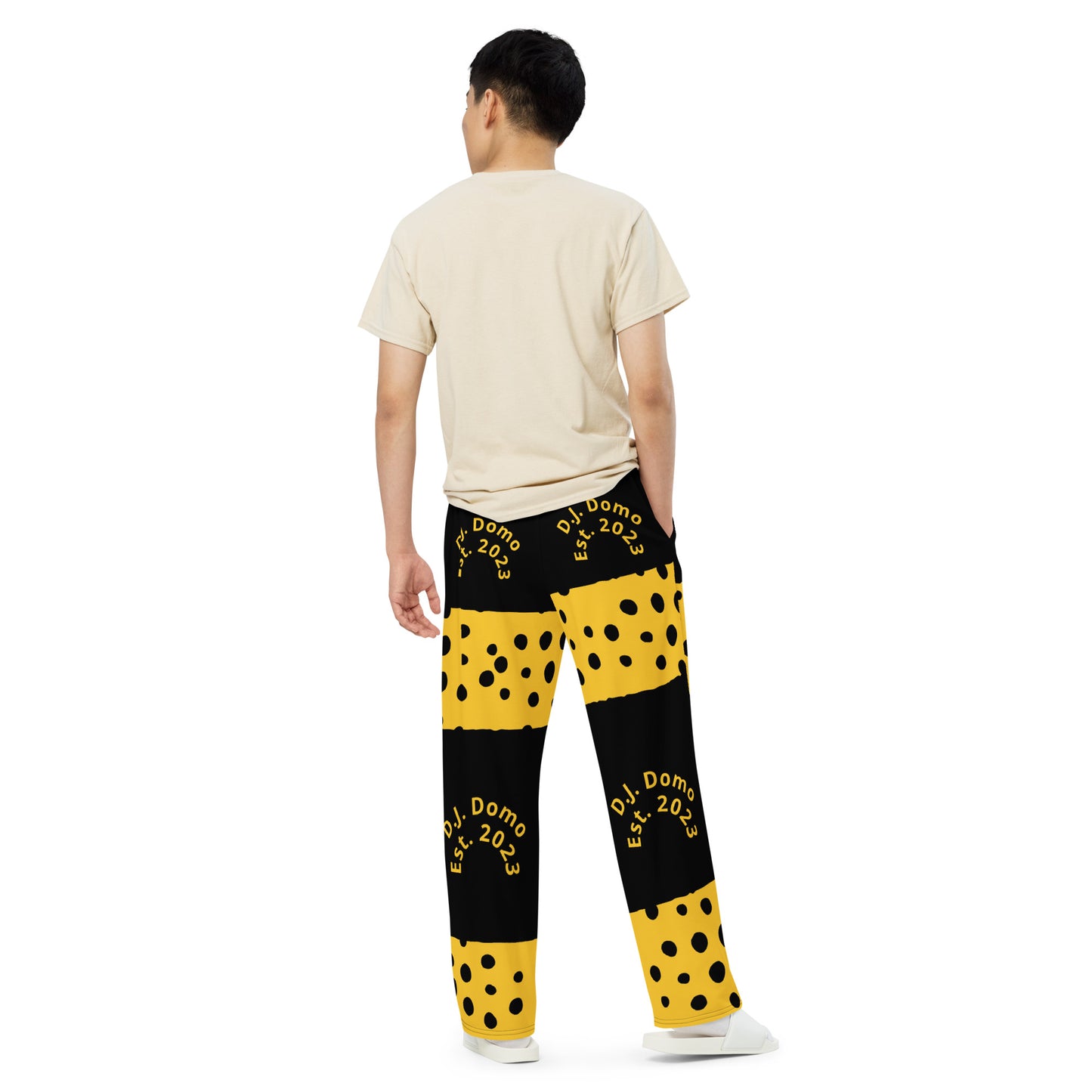 D.J. Domo "Bee Dots" Unisex Wide-Leg Pants Black/Gold