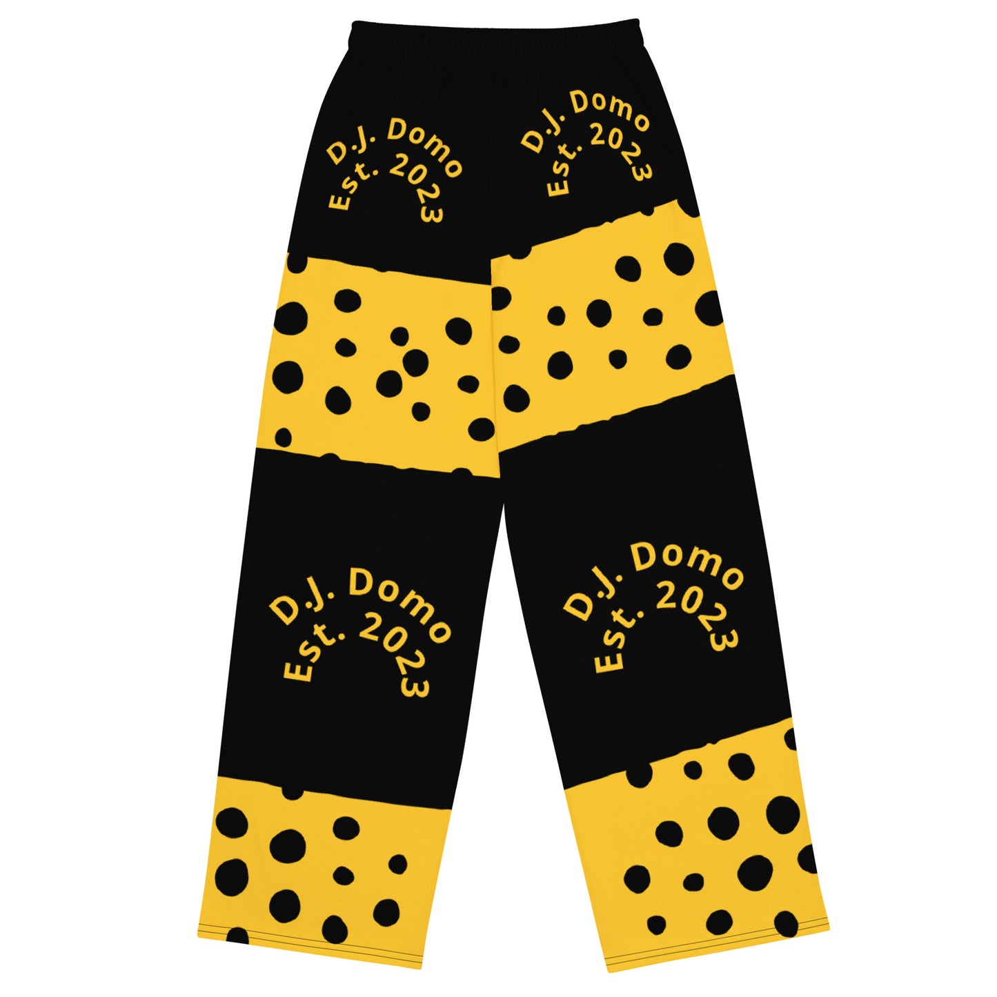 D.J. Domo "Bee Dots" Unisex Wide-Leg Pants Black/Gold