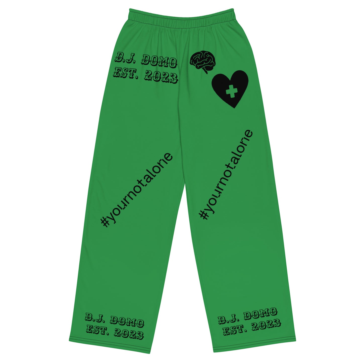 D.J. Domo "Mental Health yournotalone" Unisex Wide-Leg Pants Green/Black