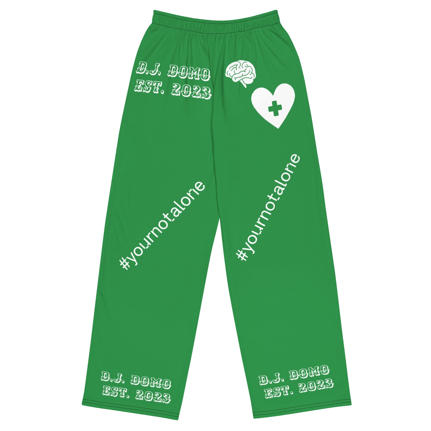 D.J. Domo "Mental Health yournotalone" Unisex Wide-Leg Pants Green/White