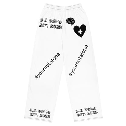 D.J. Domo "Mental Health yournotalone" Unisex Wide-Leg Pants White/Black