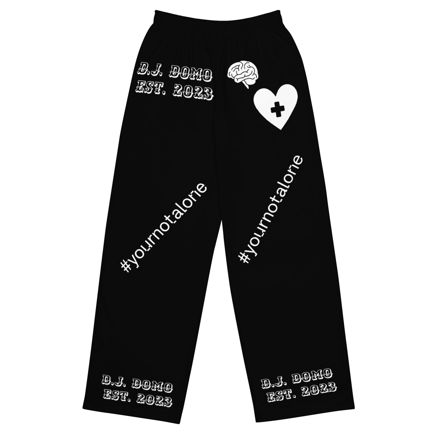 D.J. Domo "Mental Health yournotalone" Unisex Wide-Leg Pants Black/White