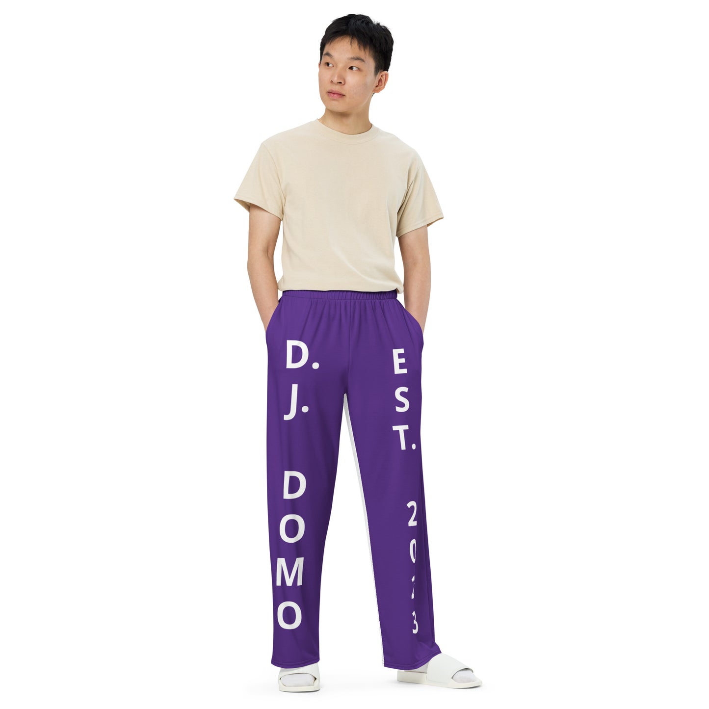 D.J. Domo "Est" Unisex 2 Tone Wide-Leg Pants Dark Purple/White