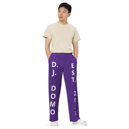 D.J. Domo "Est" Unisex 2 Tone Wide-Leg Pants Dark Purple/White