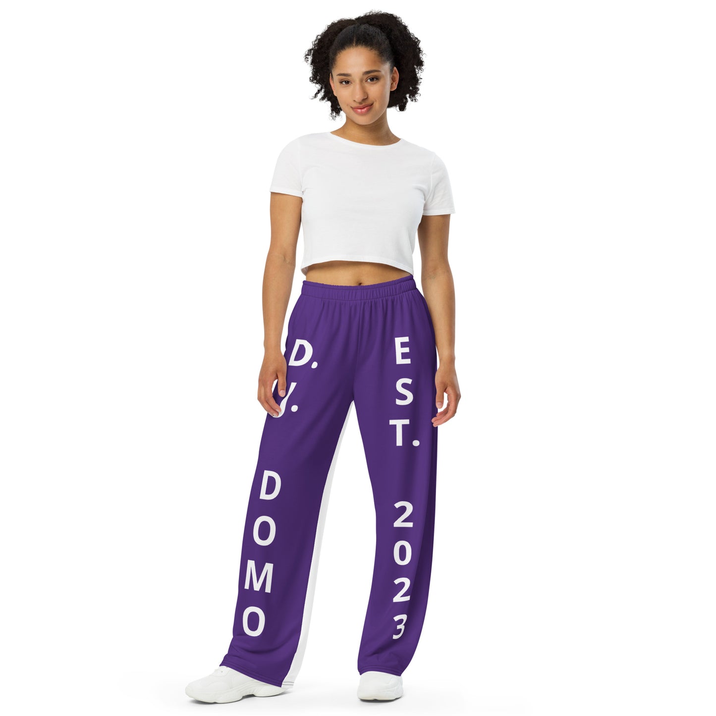 D.J. Domo "Est" Unisex 2 Tone Wide-Leg Pants Dark Purple/White