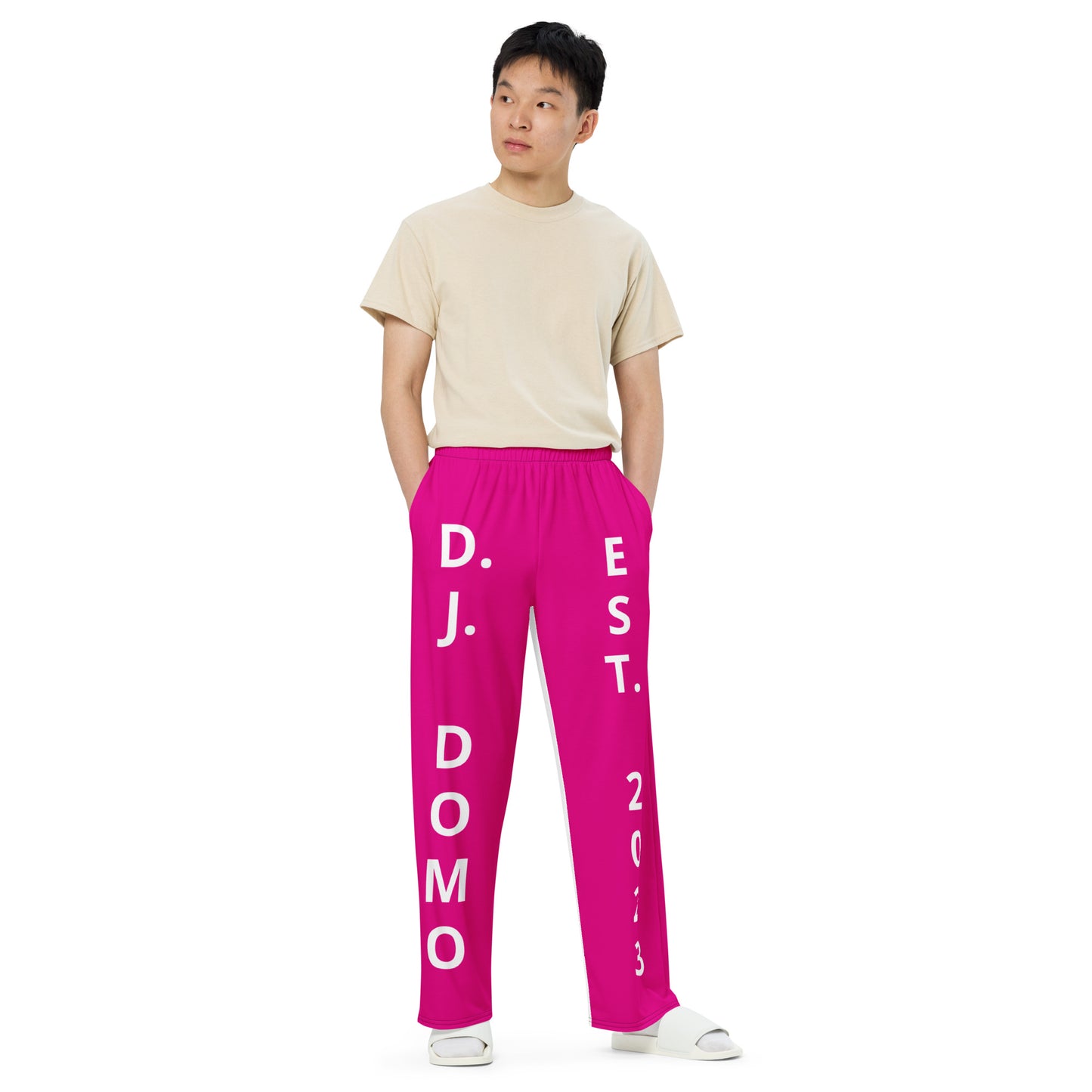 D.J. Domo "Est" Unisex 2 Tone Wide-Leg Pants Pink/White