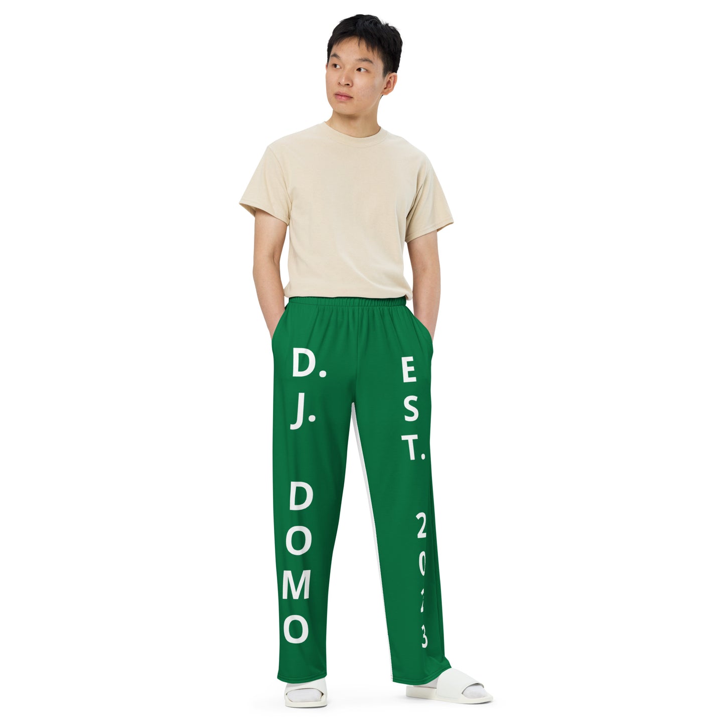 D.J. Domo "Est" Unisex 2 Tone Wide-Leg Pants Dark Green/White