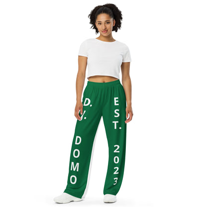 D.J. Domo "Est" Unisex 2 Tone Wide-Leg Pants Dark Green/White