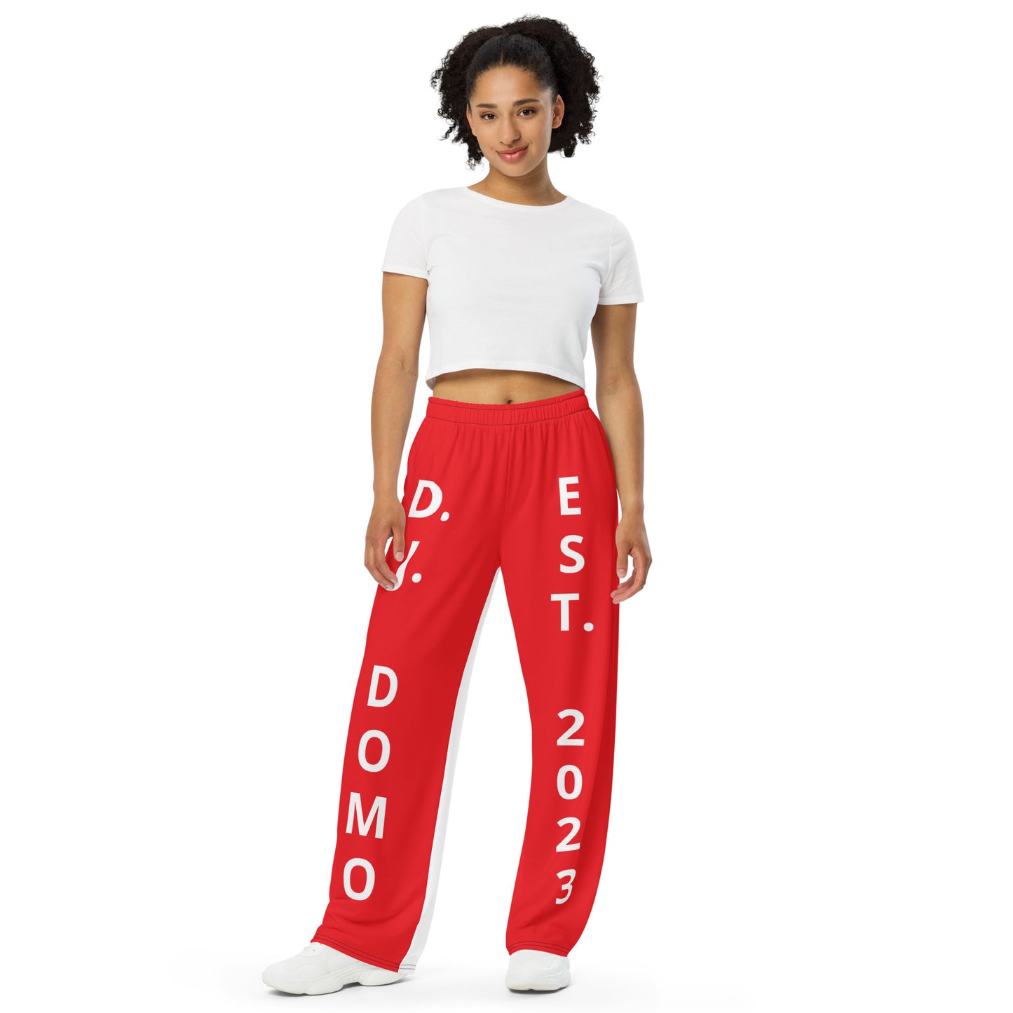 D.J. Domo "Est" Unisex 2 Tone Wide-Leg Pants Red/White