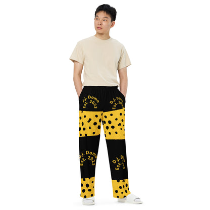 D.J. Domo "Bee Dots" Unisex Wide-Leg Pants Black/Gold