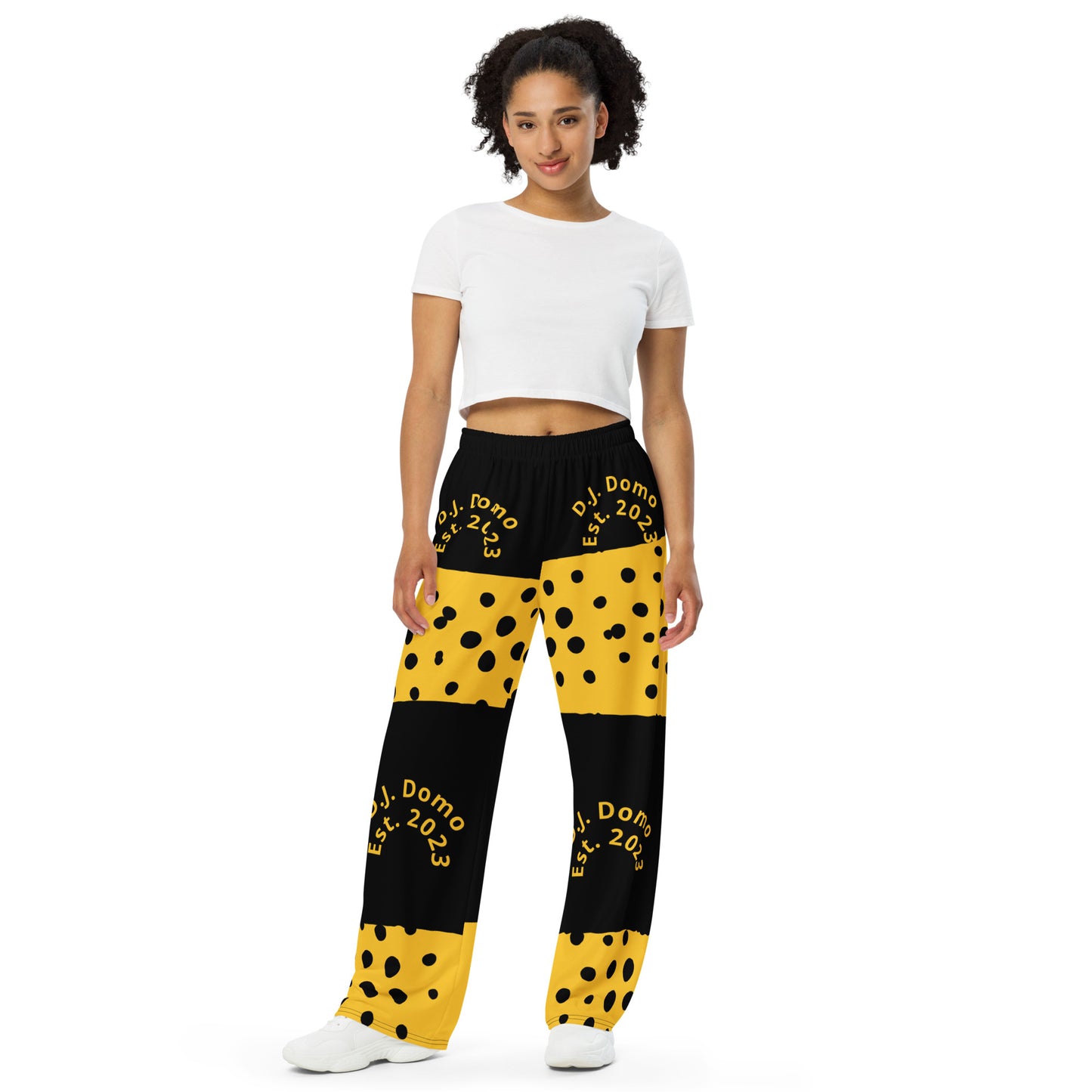 D.J. Domo "Bee Dots" Unisex Wide-Leg Pants Black/Gold