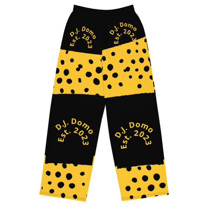 D.J. Domo "Bee Dots" Unisex Wide-Leg Pants Black/Gold