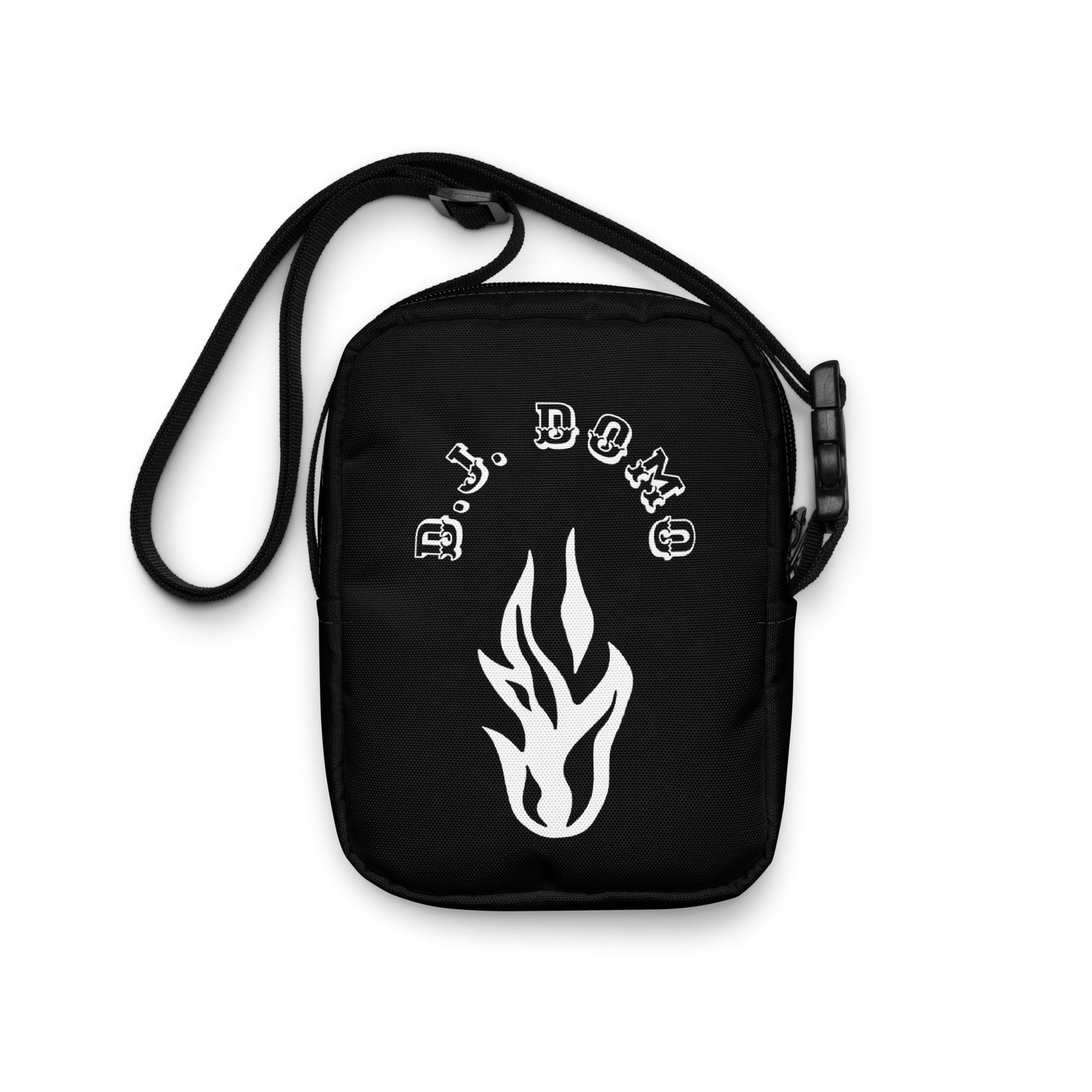 D.J. Domo "Flames" Crossbody Shoulder Bag Black/White