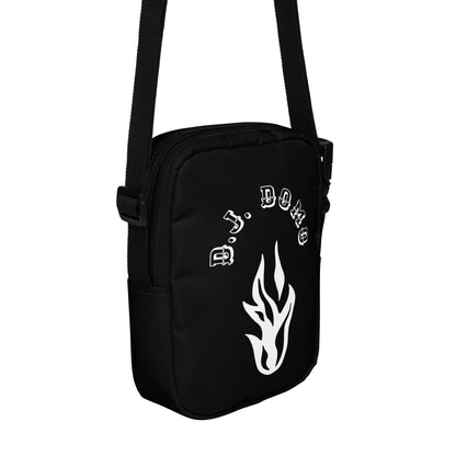 D.J. Domo "Flames" Crossbody Shoulder Bag Black/White