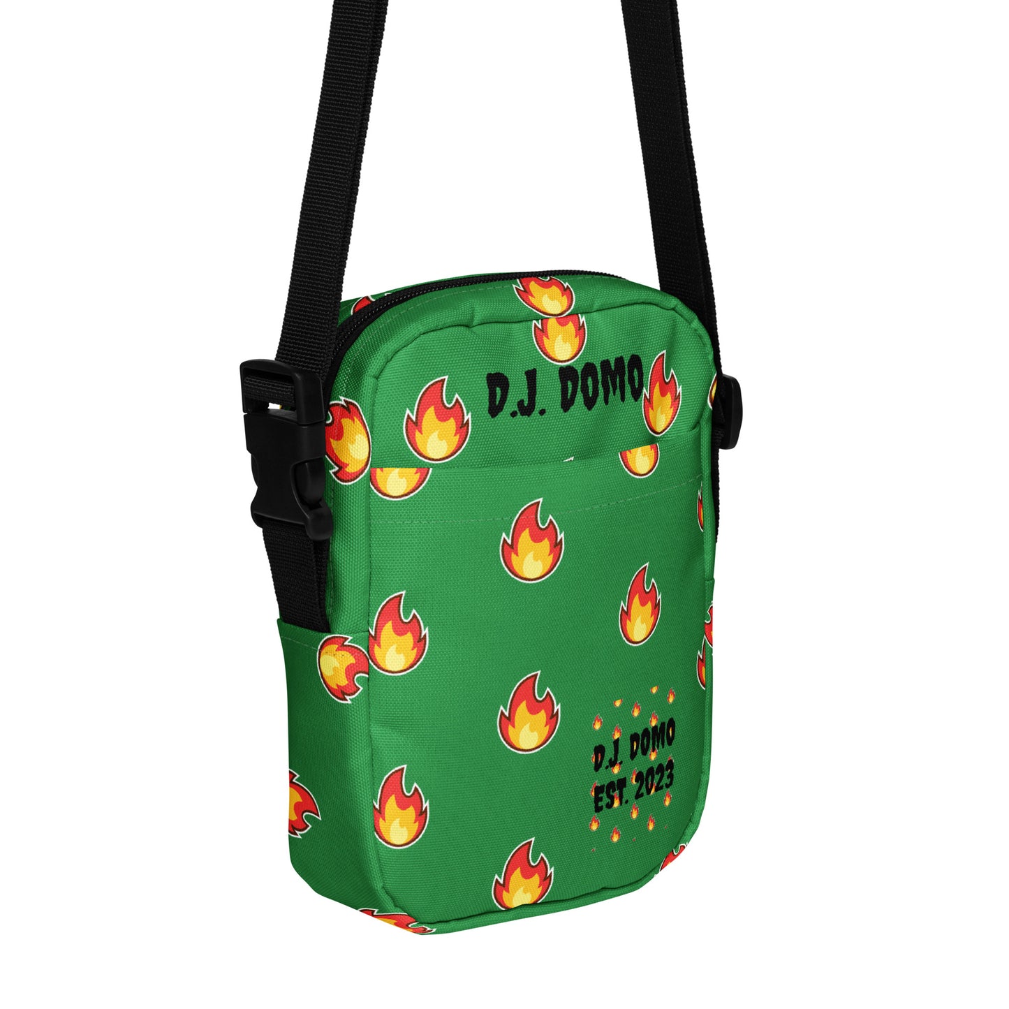 D.J. Domo "Green Flamerz" Crossbody Shoulder Bag Green