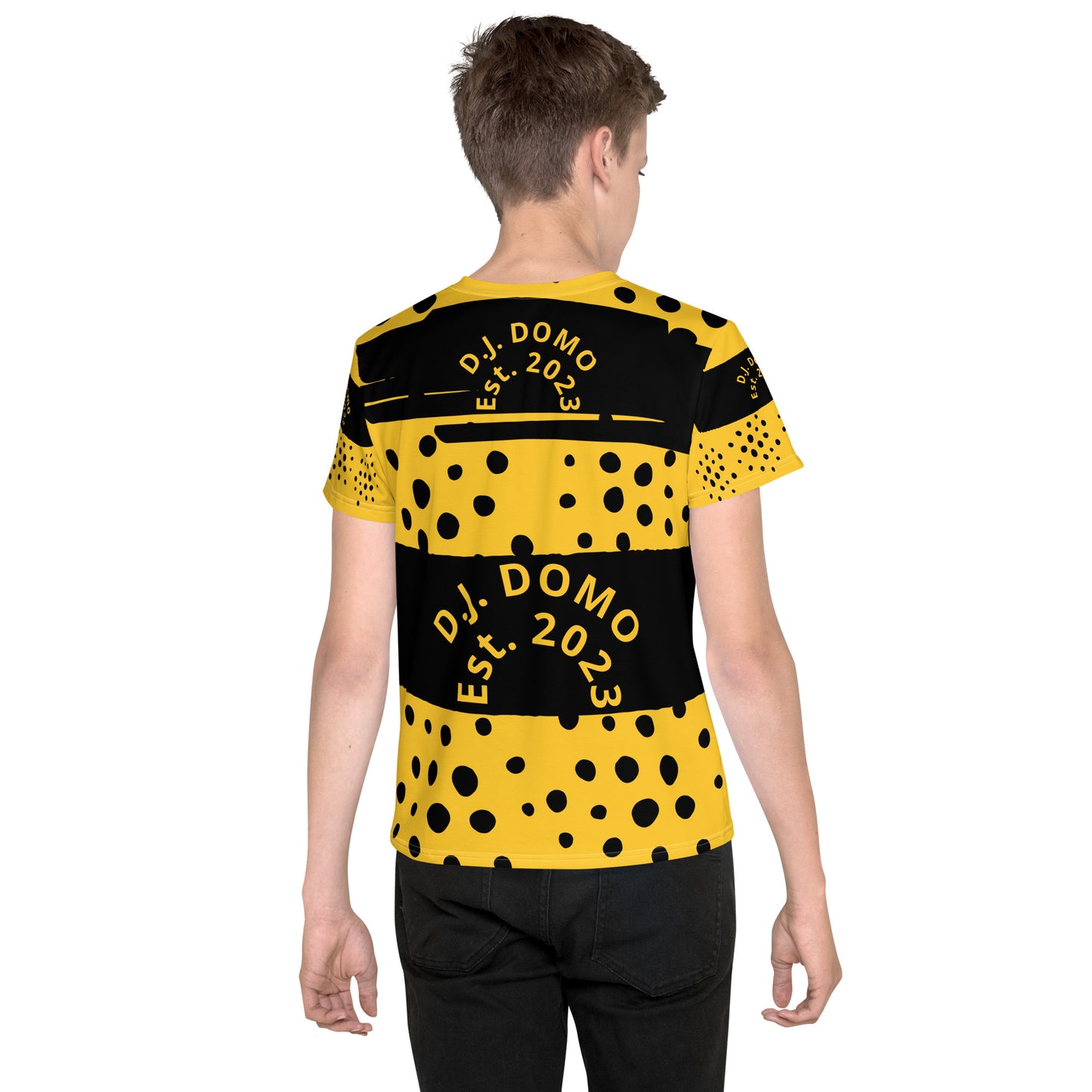 D.J. Domo "Bee Dots" Youth Unisex Crew Neck T-Shirts Black/Gold