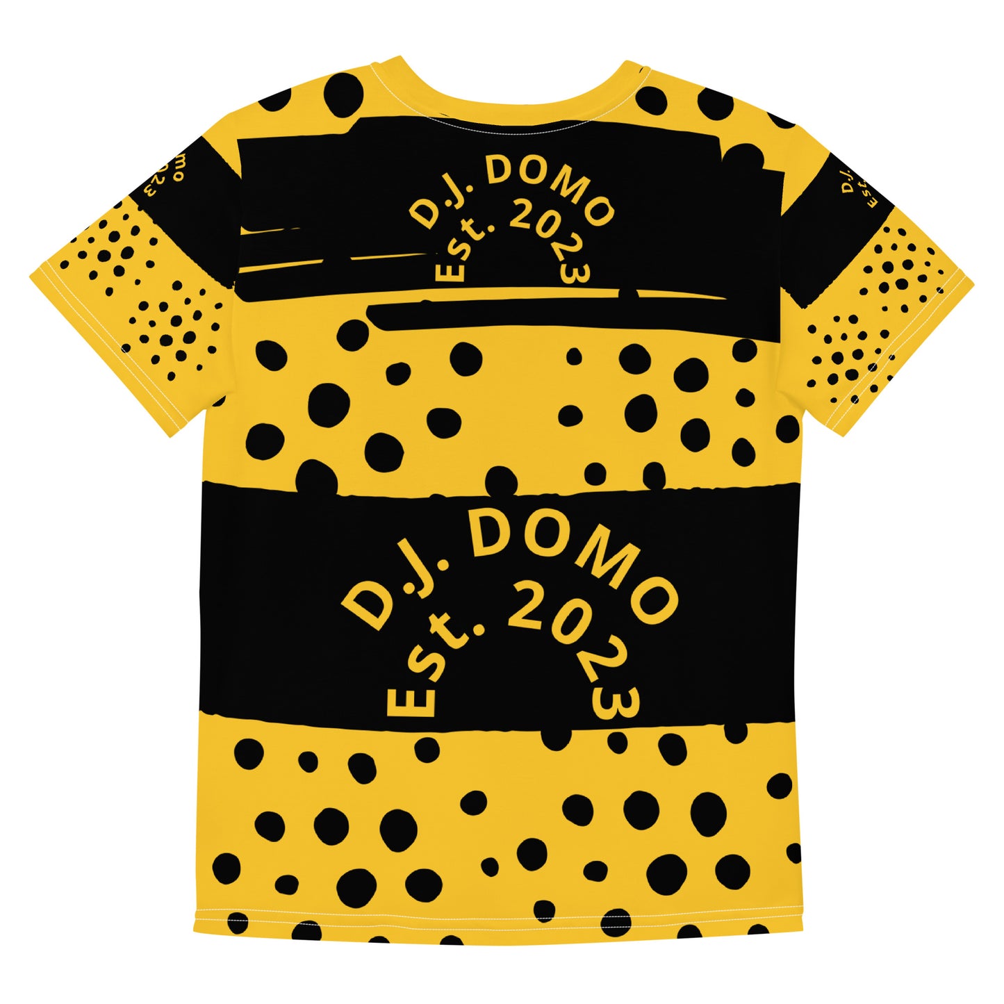 D.J. Domo "Bee Dots" Youth Unisex Crew Neck T-Shirts Black/Gold