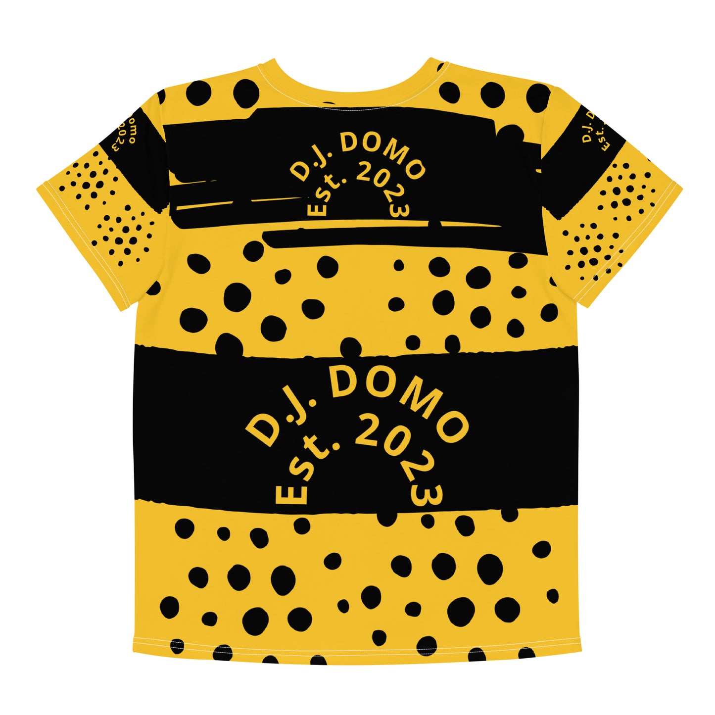 D.J. Domo "Bee Dots" Youth Unisex Crew Neck T-Shirts Black/Gold