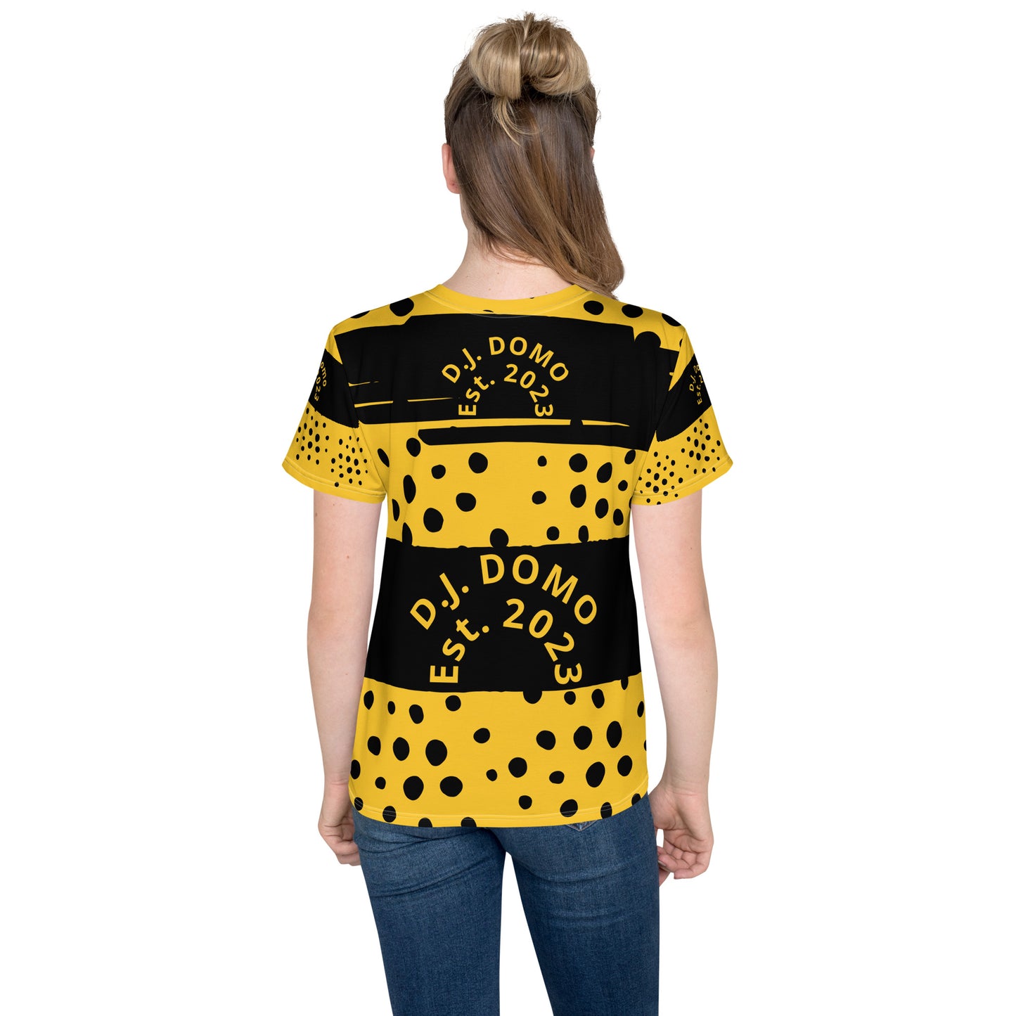 D.J. Domo "Bee Dots" Youth Unisex Crew Neck T-Shirts Black/Gold