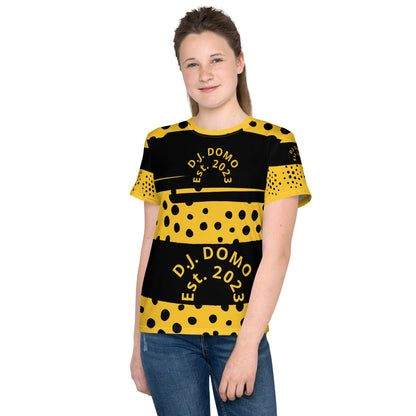 D.J. Domo "Bee Dots" Youth Unisex Crew Neck T-Shirts Black/Gold