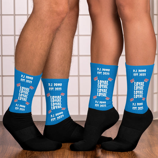 D.J. Domo "LOYAL" Socks Light Blue/White