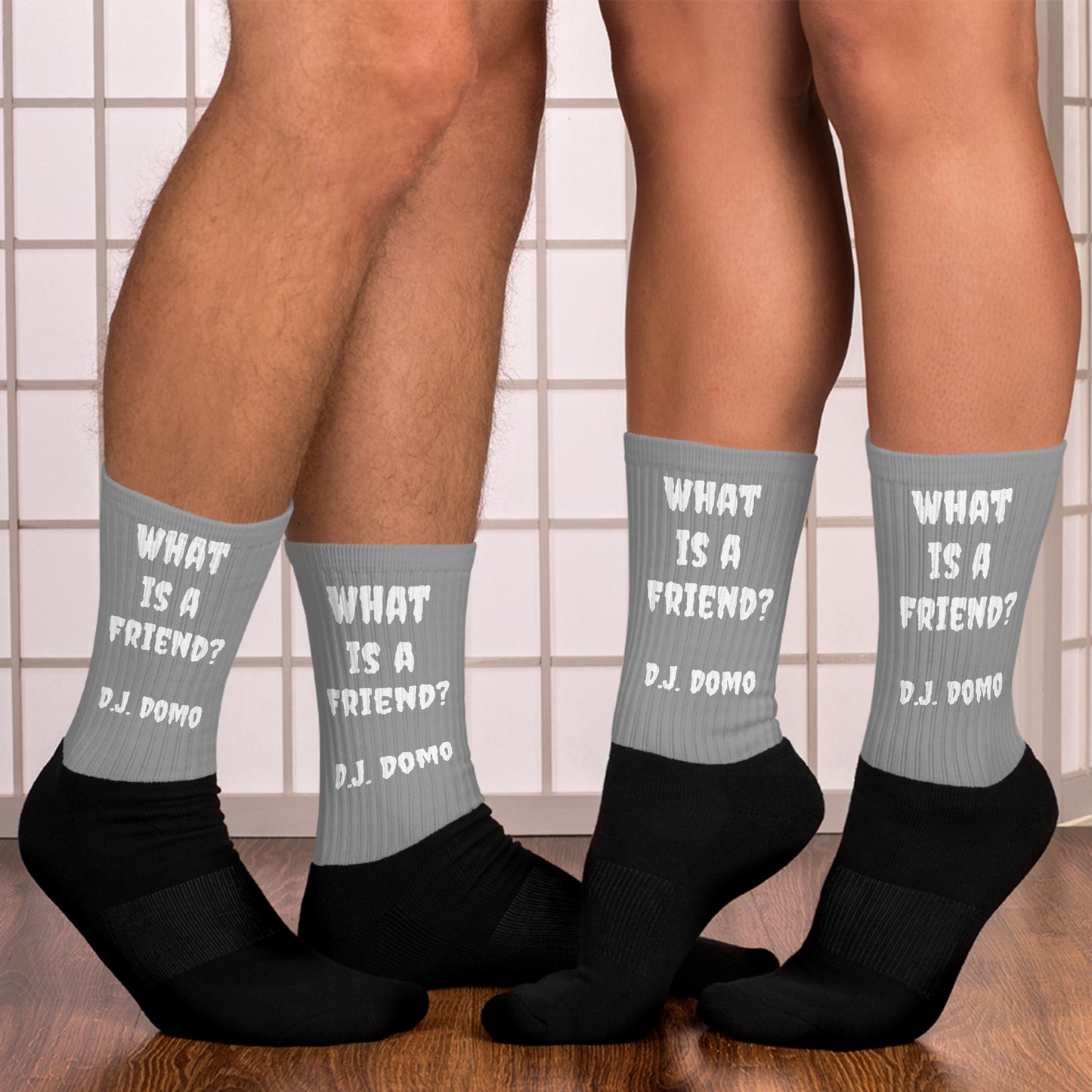 D.J. Domo "What is a Friend?" Socks Gray/White