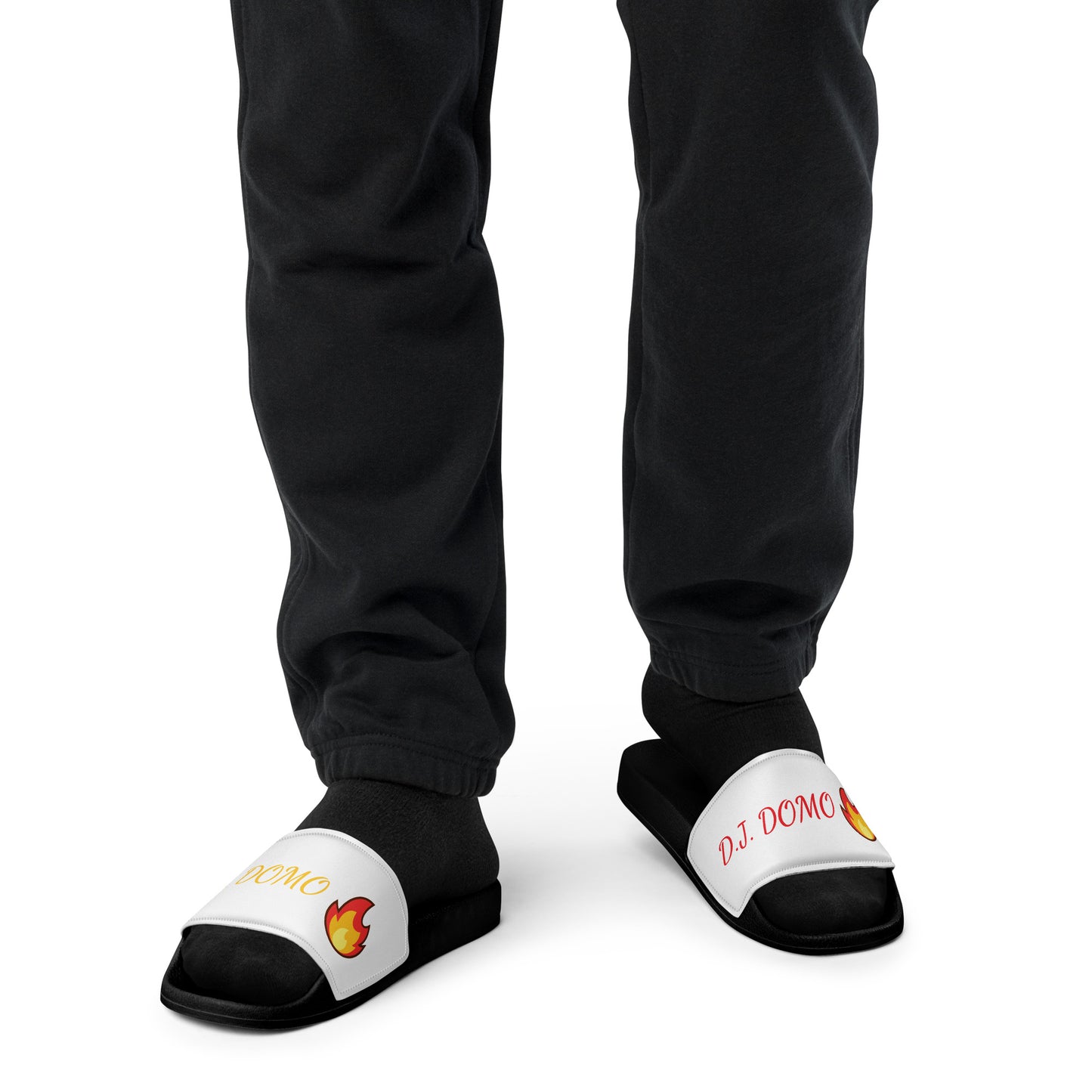 D.J. Domo "Fire" Men Slides White or Black Bottoms