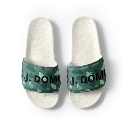 D.J. Domo "Green Shapes" Men Slides White or Black Bottoms