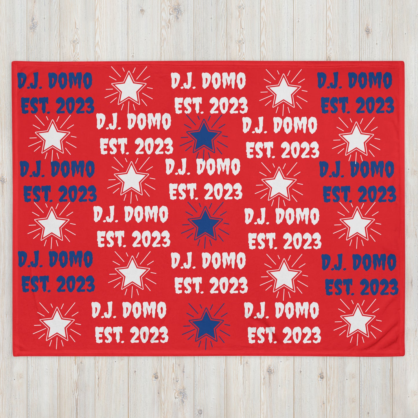 D.J. Domo Throw Blanket Red/Dark Blue/White