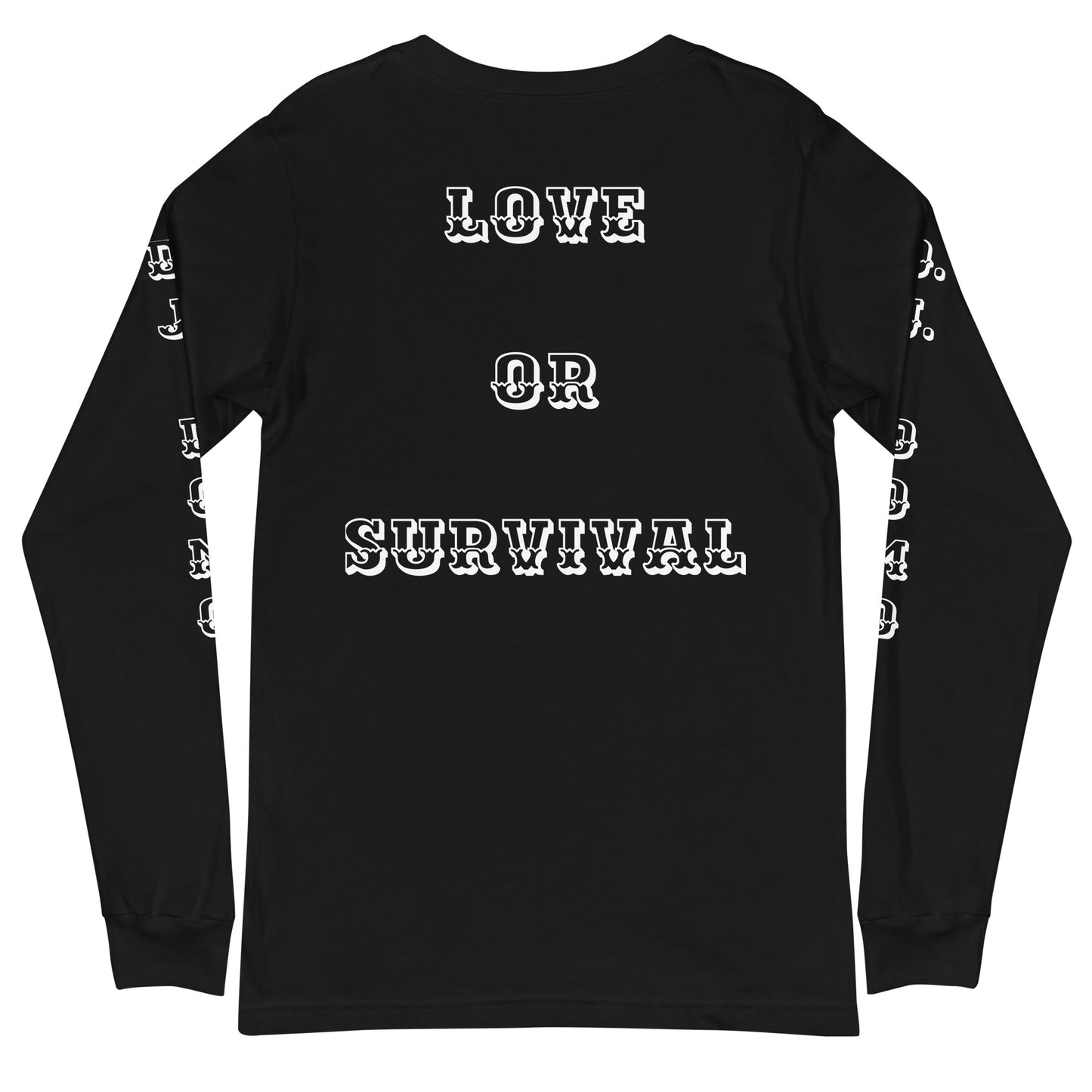 D.J. Domo "Love or Survival" Unisex Long Sleeve Tee Multi Color/White