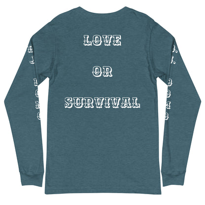 D.J. Domo "Love or Survival" Unisex Long Sleeve Tee Multi Color/White