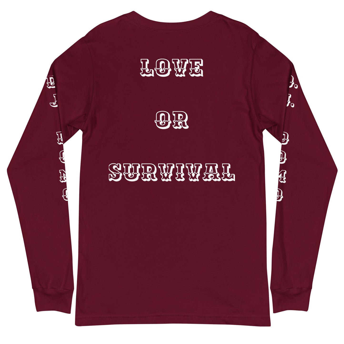 D.J. Domo "Love or Survival" Unisex Long Sleeve Tee Multi Color/White