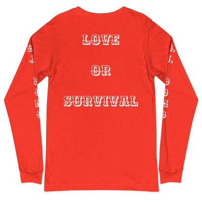 D.J. Domo "Love or Survival" Unisex Long Sleeve Tee Multi Color/White