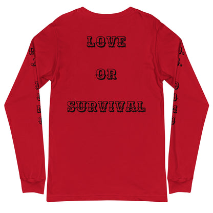 D.J. Domo "Love or Survival" Unisex Long Sleeve Tee Multi Color/Black