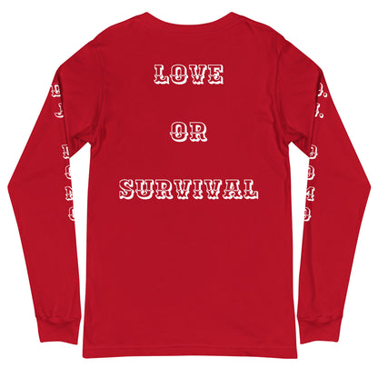 D.J. Domo "Love or Survival" Unisex Long Sleeve Tee Multi Color/White