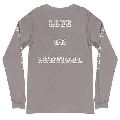 D.J. Domo "Love or Survival" Unisex Long Sleeve Tee Multi Color/White