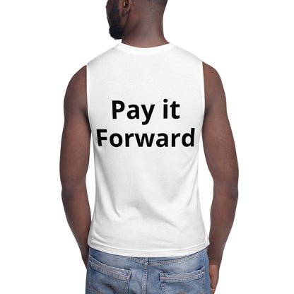 D.J. Domo "Pay it Forward" Unisex Muscle Shirt White/Black