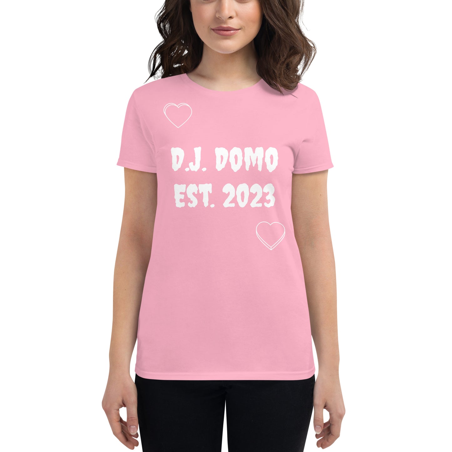 D.J. Domo "Love Language" Women Short Sleeve T-shirts Multi Color/White