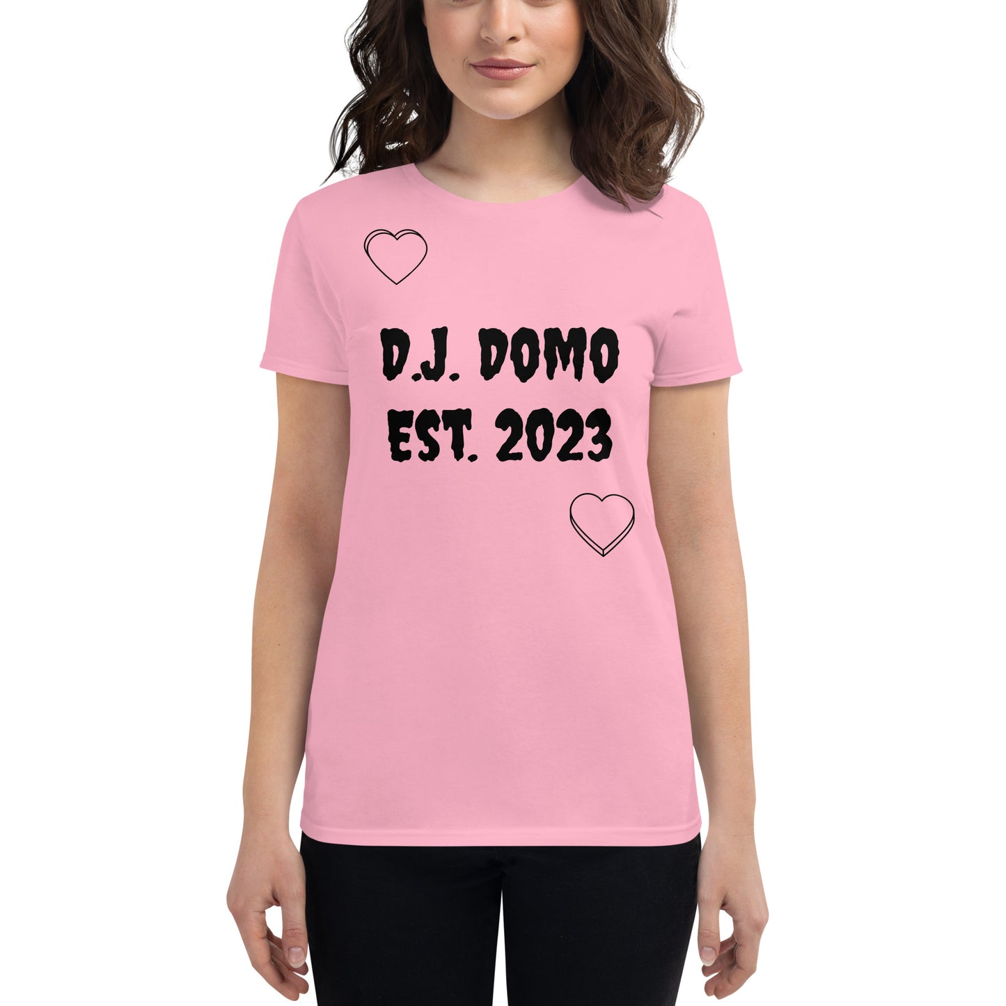 D.J. Domo "Love Language" Women Short Sleeve T-shirts Multi Color/Black