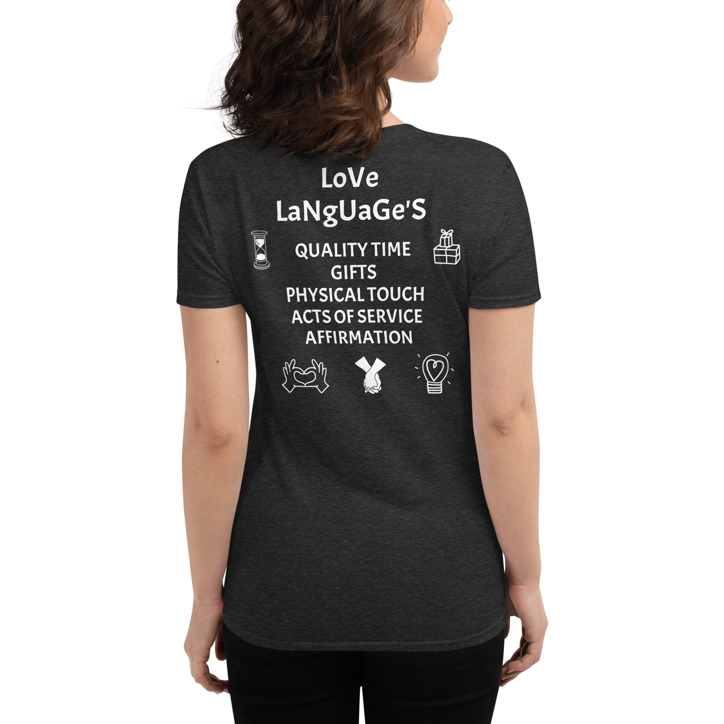 D.J. Domo "Love Language" Women Short Sleeve T-shirts Multi Color/White