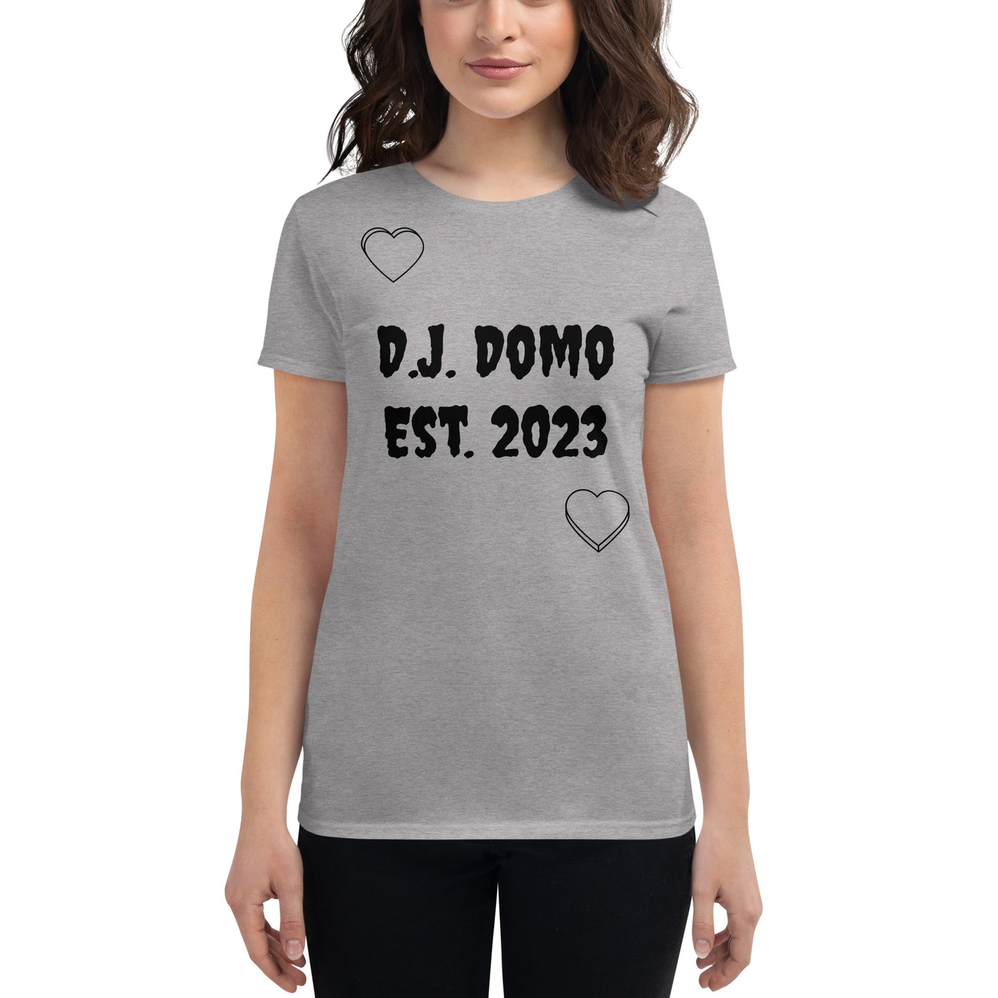 D.J. Domo "Love Language" Women Short Sleeve T-shirts Multi Color/Black