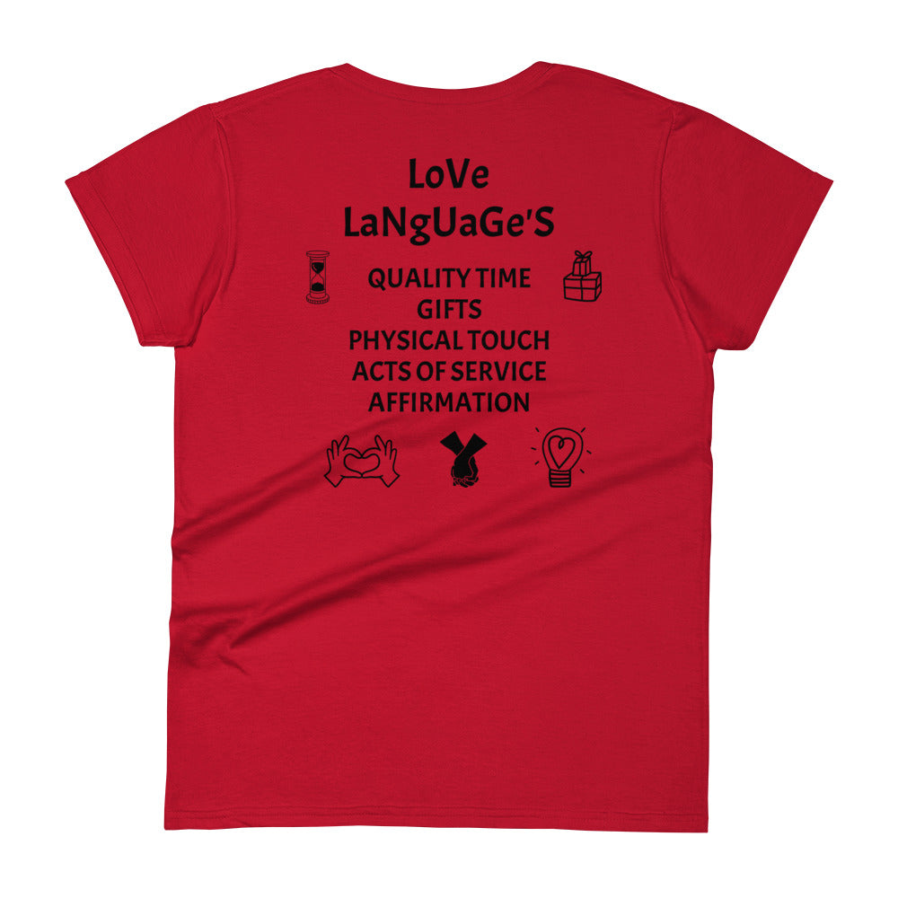 D.J. Domo "Love Language" Women Short Sleeve T-shirts Multi Color/Black