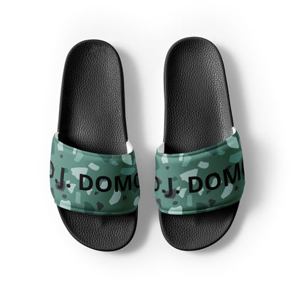 D.J. Domo "Green Shapes" Women Slides White or Black Bottoms