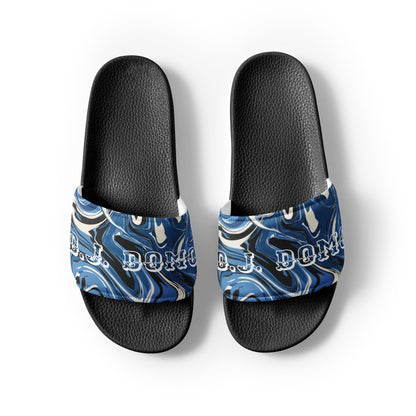 D.J. Domo "Blue Swirlz" Women Slides Black or White Bottoms