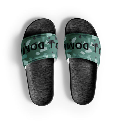 D.J. Domo "Green Shapes" Women Slides White or Black Bottoms