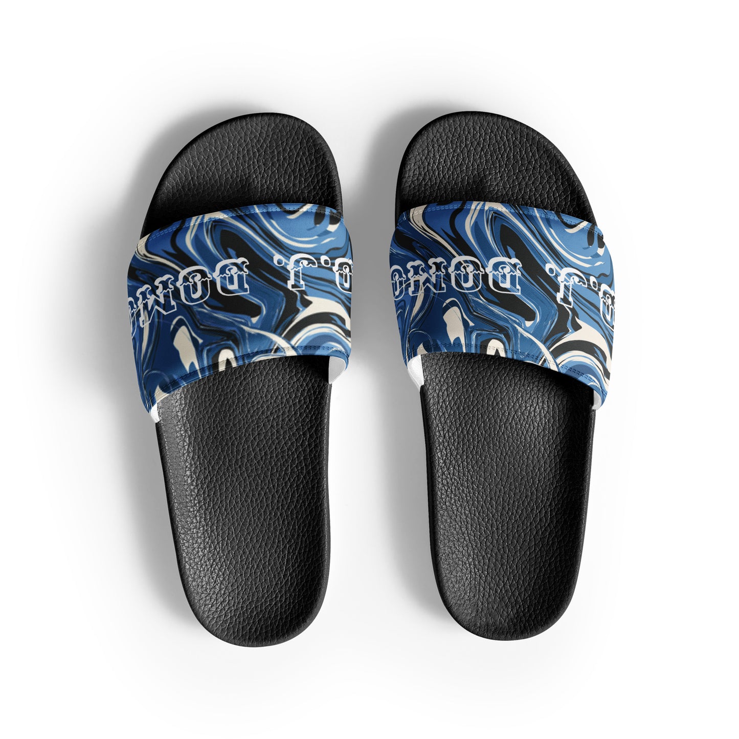 D.J. Domo "Blue Swirlz" Women Slides Black or White Bottoms