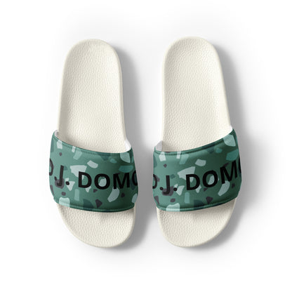 D.J. Domo "Green Shapes" Women Slides White or Black Bottoms