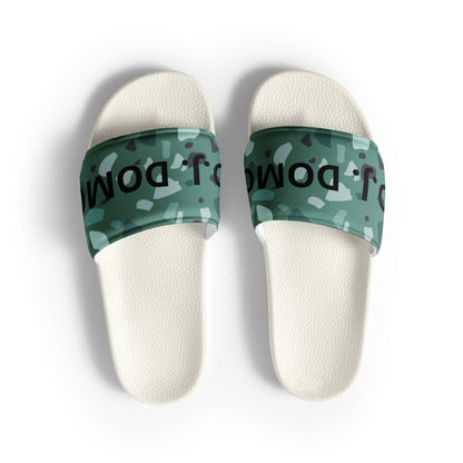 D.J. Domo "Green Shapes" Women Slides White or Black Bottoms