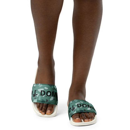 D.J. Domo "Green Shapes" Women Slides White or Black Bottoms